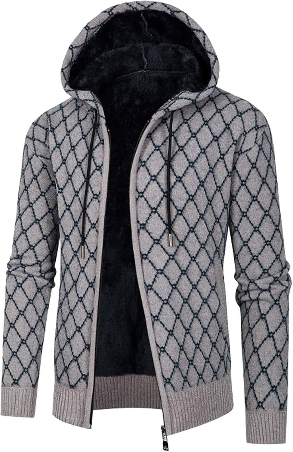 MIDOO Lightweight Golf Rain Jacket Men Knit Cardigan Sweater Slim Long Sleeve Hooded Sweatshirt Outdoor Winter Warm Jackets
