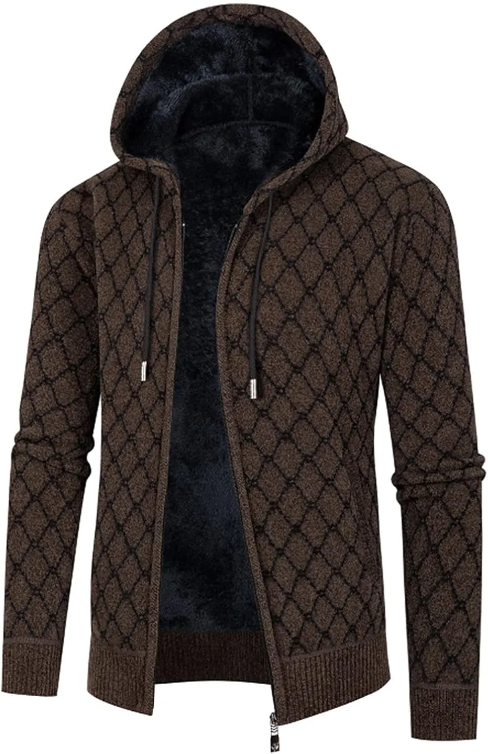 MIDOO Lightweight Golf Rain Jacket Men Knit Cardigan Sweater Slim Long Sleeve Hooded Sweatshirt Outdoor Winter Warm Jackets