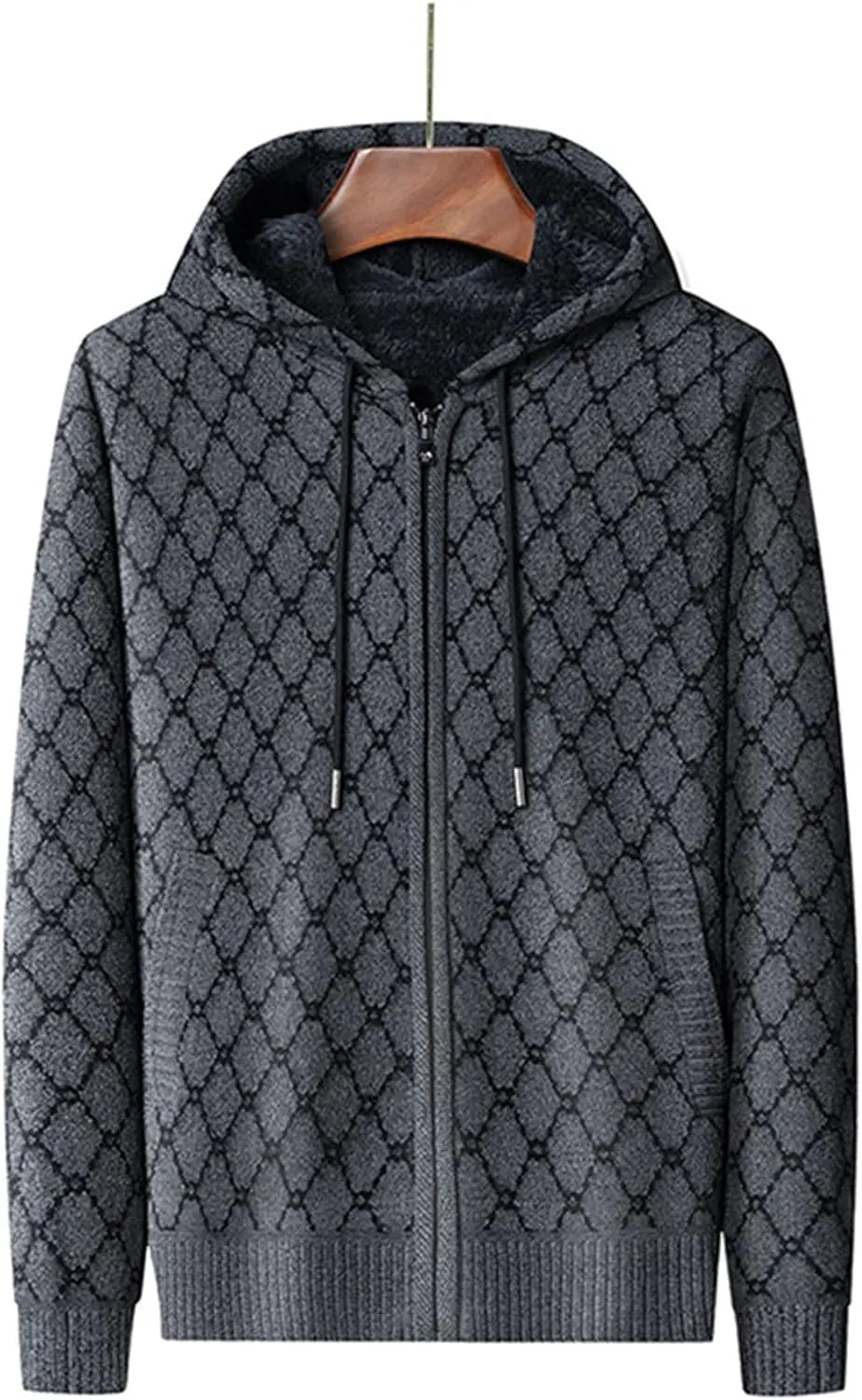 MIDOO Lightweight Golf Rain Jacket Men Knit Cardigan Sweater Slim Long Sleeve Hooded Sweatshirt Outdoor Winter Warm Jackets