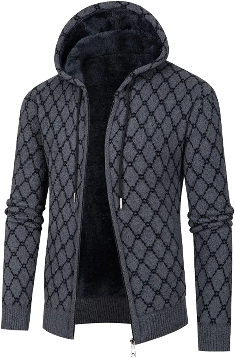 MIDOO Lightweight Golf Rain Jacket Men Knit Cardigan Sweater Slim Long Sleeve Hooded Sweatshirt Outdoor Winter Warm Jackets