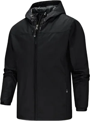MIDOO Mens Jackets Casual Stylish Casual Hooded Long Sleeve Zipper Thin Lightweight Coat Jacket Hiking Outdoor Windbreaker