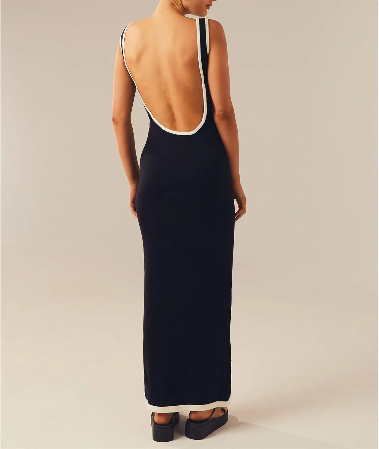 Miqil Women's Sexy Hollow Out Knitted Maxi Dress Y2k Sleeveless Bodycon Off Shoulder Tube Dress Elegant Evening Long Dress