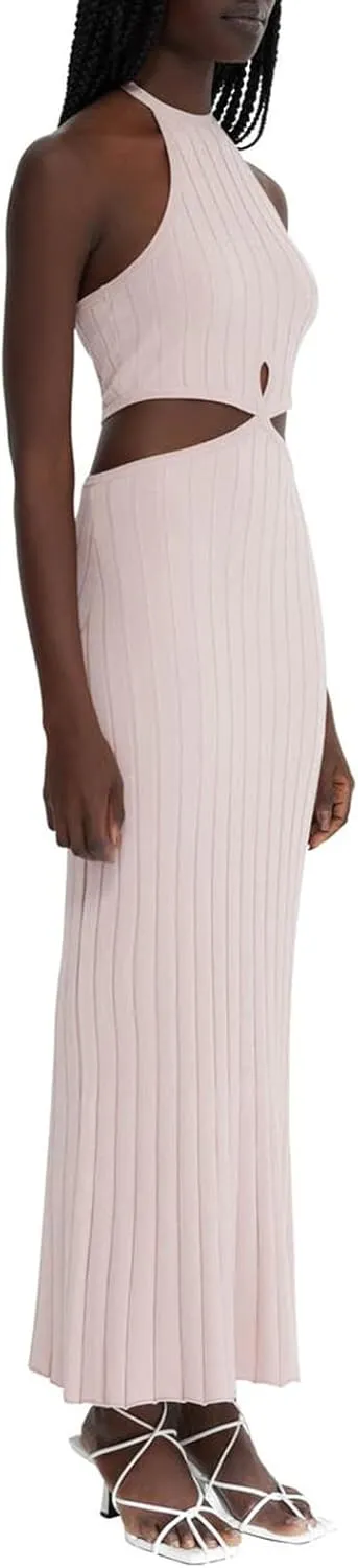 Miqil Women's Sexy Hollow Out Knitted Maxi Dress Y2k Sleeveless Bodycon Off Shoulder Tube Dress Elegant Evening Long Dress