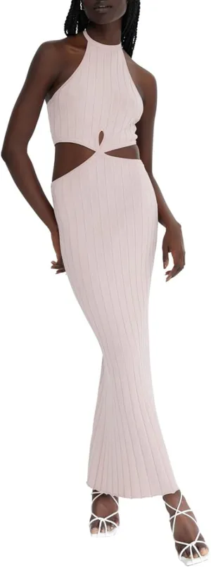 Miqil Women's Sexy Hollow Out Knitted Maxi Dress Y2k Sleeveless Bodycon Off Shoulder Tube Dress Elegant Evening Long Dress