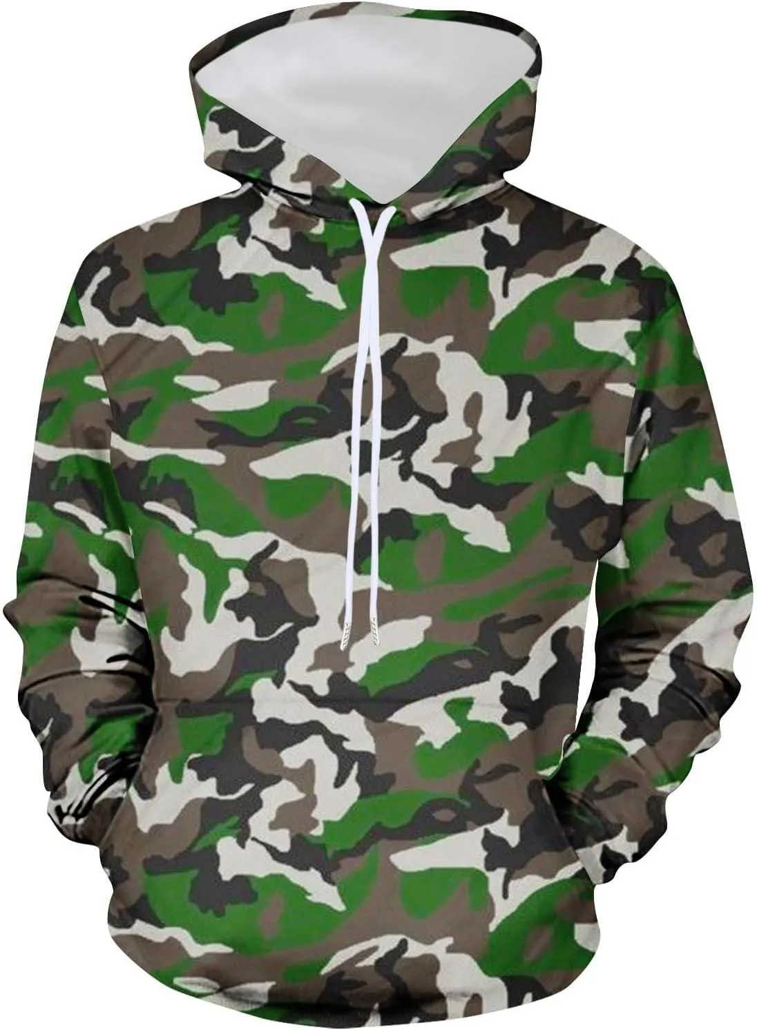 Muscularfit Camo Sweatshirt Hoodie for Men 2023 Fall Fashion Drawstring Casual Loose Long Sleeve Pullover Camouflage Shirts