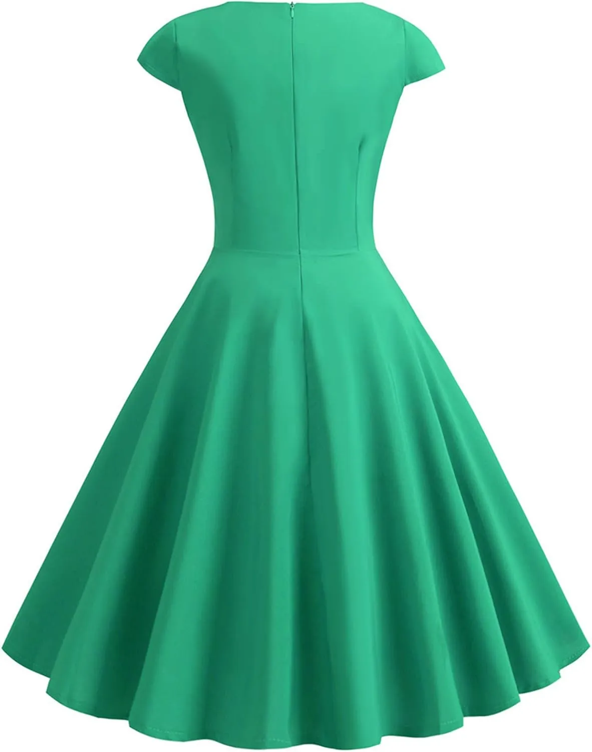 NaRHbrg Women's 1950s Vintage Dress Wrap V Neck Cap Sleeve Dress Retro Cocktail Party Swing Dresses A-Line Flared Midi Dress
