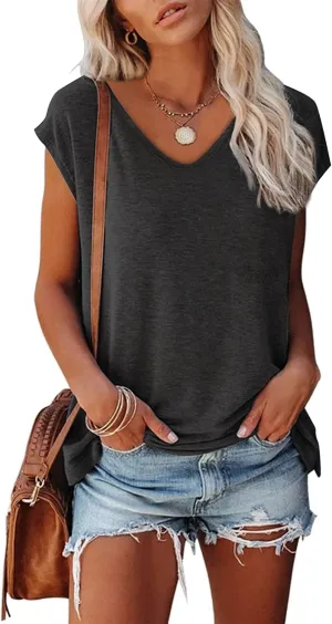 NEYOUQE Womens Summer Short/Long Sleeve T Shirts Athletic Workout Running Golf Tees Fashion Trendy Plain Casual Tops