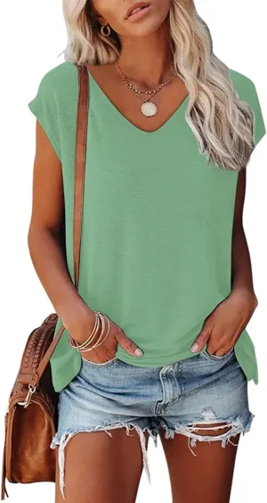 NEYOUQE Womens Summer Short/Long Sleeve T Shirts Athletic Workout Running Golf Tees Fashion Trendy Plain Casual Tops