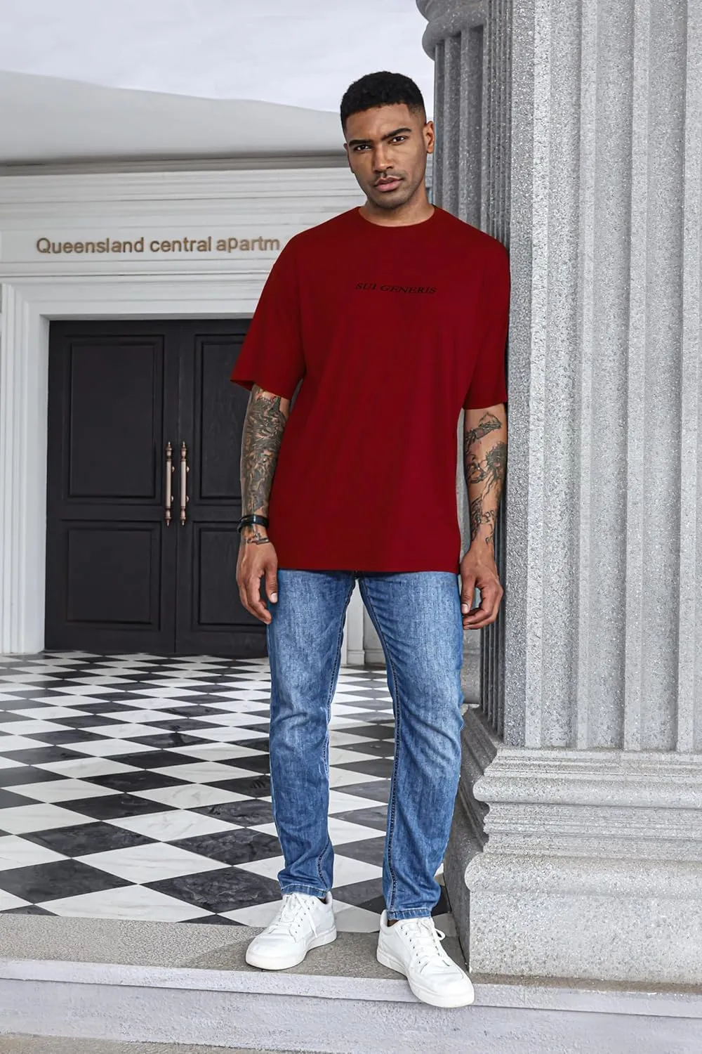 Opomelo Men's Fashion Athletic T-Shirt Oversized Workout Short Sleeve Shirt Casual Crew Neck Cotton Tee