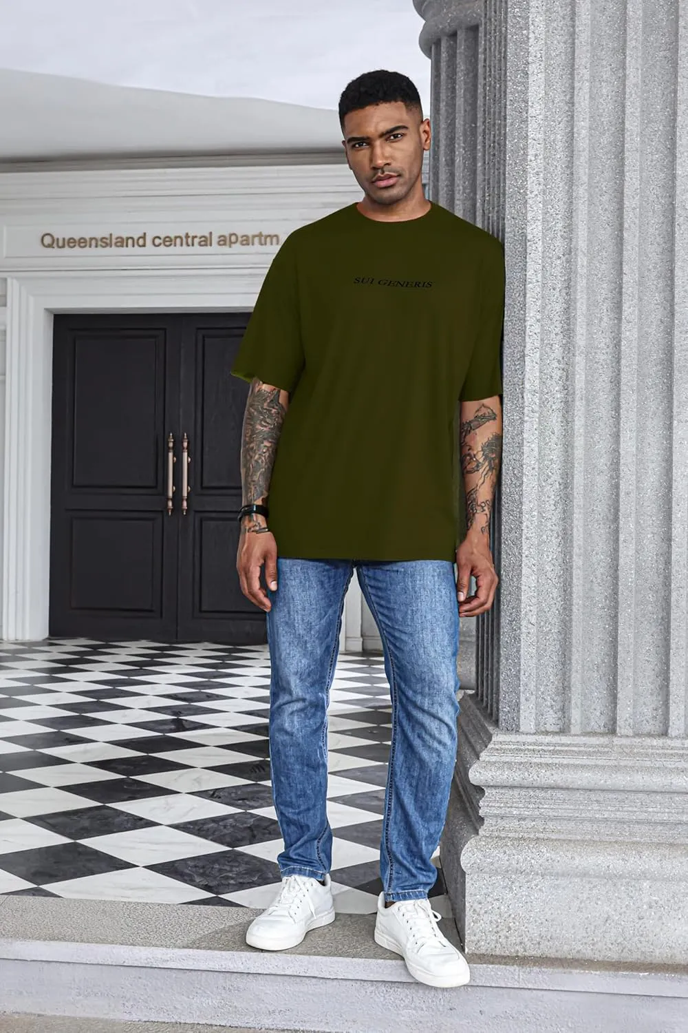 Opomelo Men's Fashion Athletic T-Shirt Oversized Workout Short Sleeve Shirt Casual Crew Neck Cotton Tee