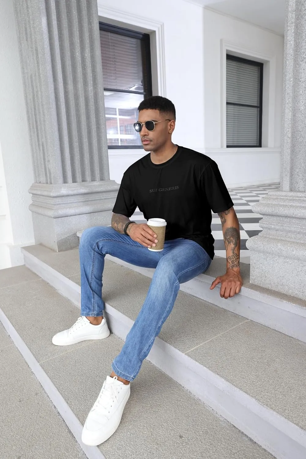 Opomelo Men's Fashion Athletic T-Shirt Oversized Workout Short Sleeve Shirt Casual Crew Neck Cotton Tee