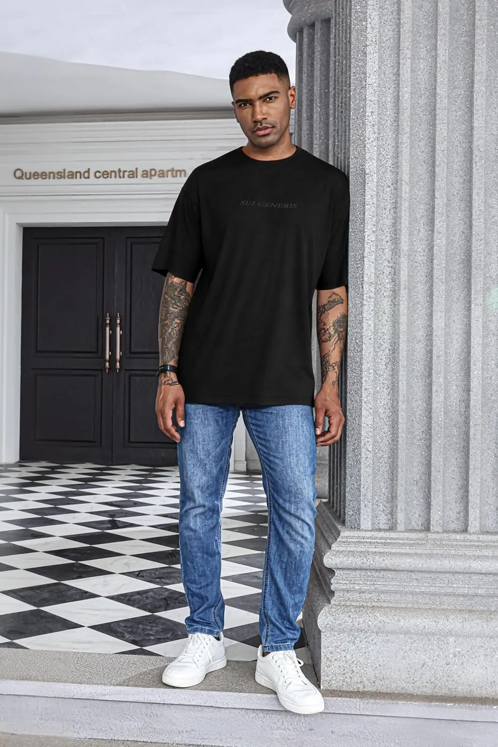Opomelo Men's Fashion Athletic T-Shirt Oversized Workout Short Sleeve Shirt Casual Crew Neck Cotton Tee