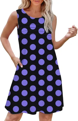 Plus Size Floral Dress Womens with Pockets Summer Casual Tank Dress Sleeveless Midi Beach Dress Cotton Dress Midi
