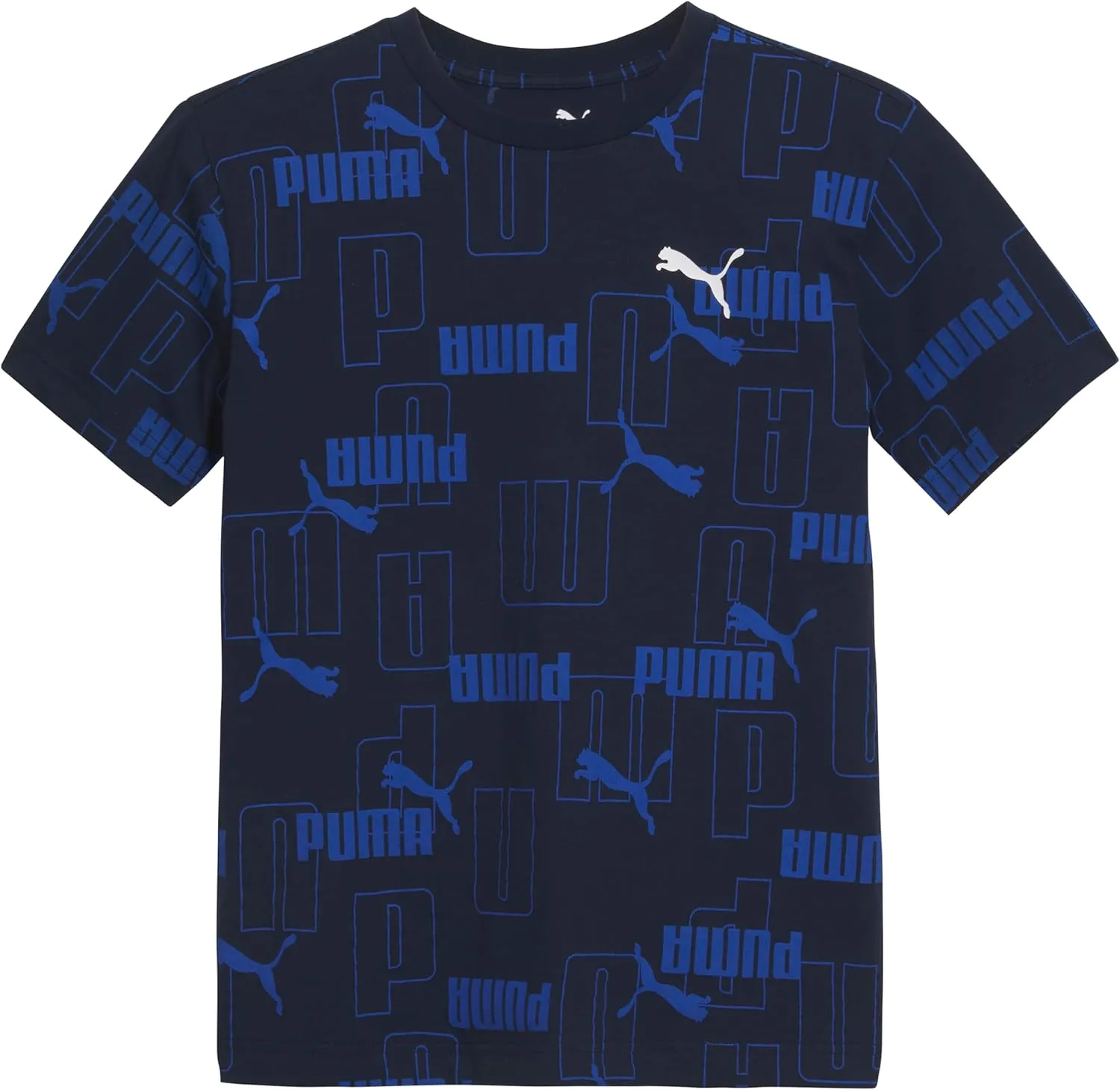 PUMA Boys' Short Sleeve Cotton Graphic T-Shirt, Crewneck