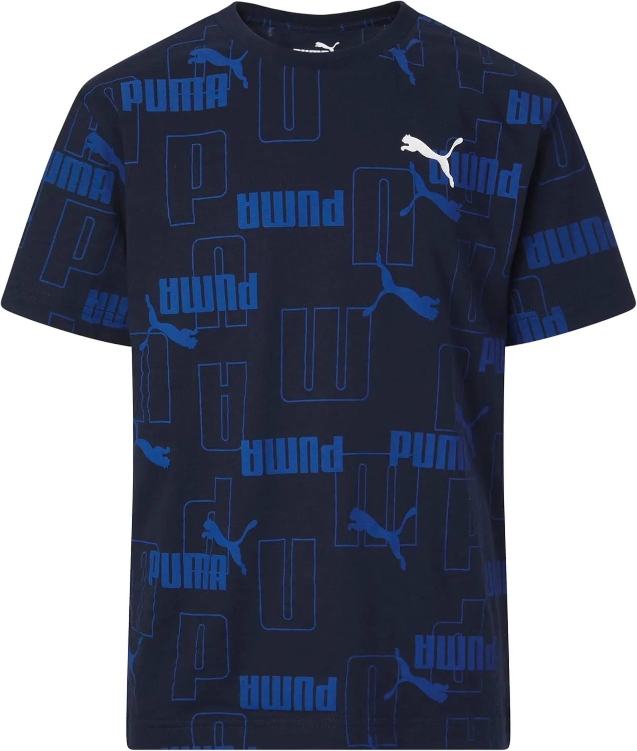 PUMA Boys' Short Sleeve Cotton Graphic T-Shirt, Crewneck