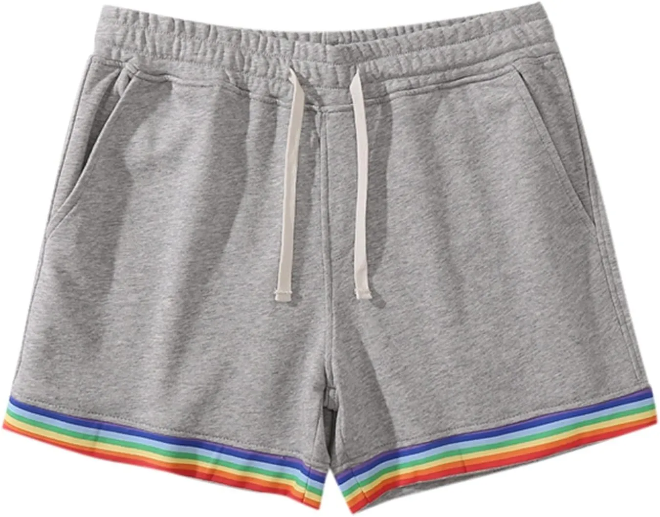 Rainbow Shorts Men Casual Elastic Waist Pride Short Pants Outdoor Workout Jogger Drawstring Pockets Flat Front Sweatpants