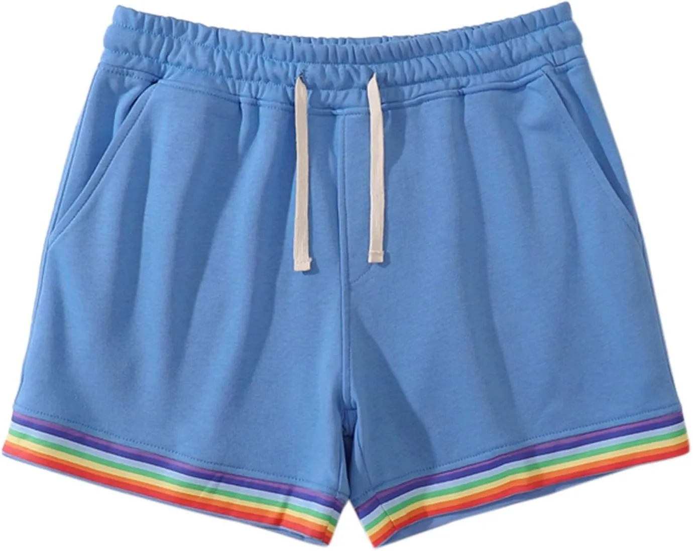 Rainbow Shorts Men Casual Elastic Waist Pride Short Pants Outdoor Workout Jogger Drawstring Pockets Flat Front Sweatpants