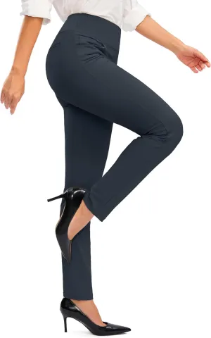 Rammus Womens High Waist Dress Pants with Pockets Business Casual Work Pants for Women Stretchy Skinny Slacks for Office