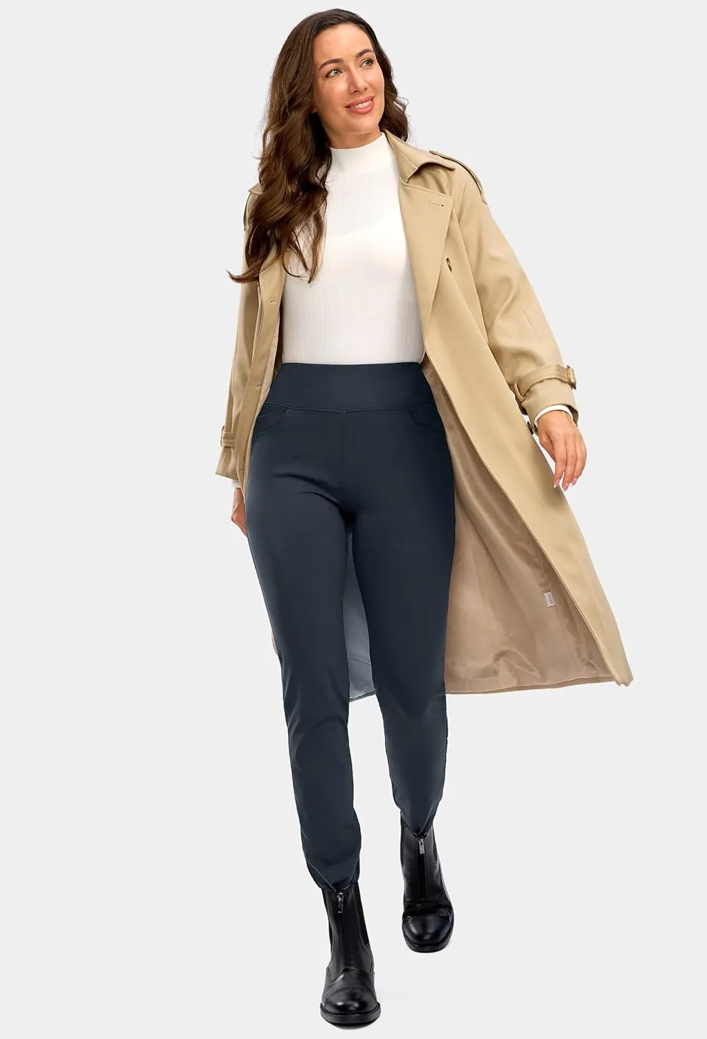 Rammus Womens High Waist Dress Pants with Pockets Business Casual Work Pants for Women Stretchy Skinny Slacks for Office