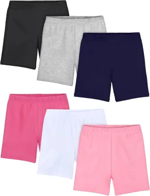Resinta 6 Pack Girls Cotton Bike Shorts Summer Dance Running Shorts Athletic Cartwheel Shorts Safety Shorts for Under Dresses