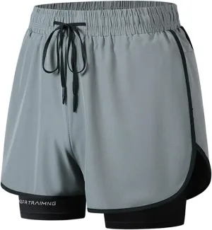 Running Basketball Hiking Shorts Breathable Quick-Dry Shorts with Compression Linen Elastic Drawstring Waist Pants