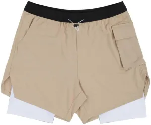 Running Shorts for Men Liner Lace up Elastic Waist Short Quick Dry Breathable Athletic Pants with Zipper Pockets