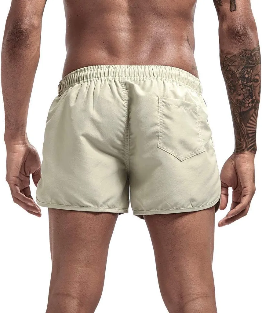 Running Shorts Men Gym Athletic Short Casual Quick Dry Pants Summer Beach Workout Joggers Elastic Waist Drawstring
