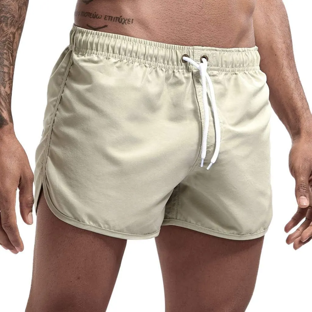 Running Shorts Men Gym Athletic Short Casual Quick Dry Pants Summer Beach Workout Joggers Elastic Waist Drawstring