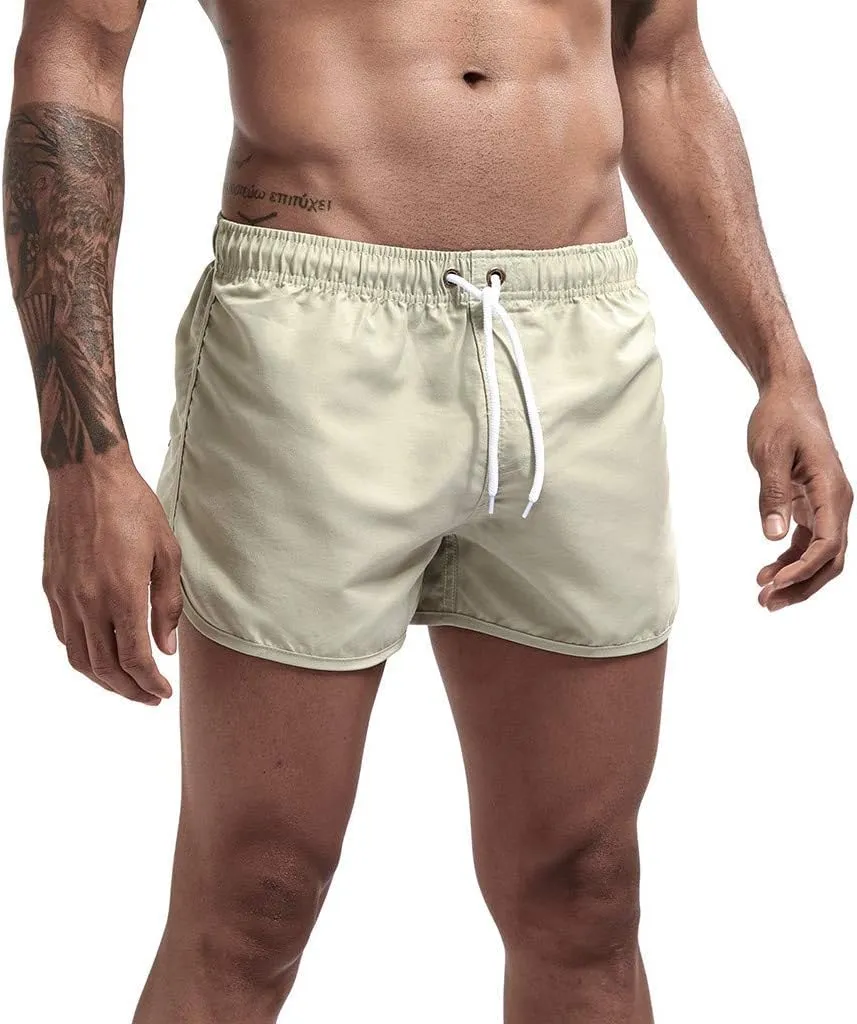 Running Shorts Men Gym Athletic Short Casual Quick Dry Pants Summer Beach Workout Joggers Elastic Waist Drawstring