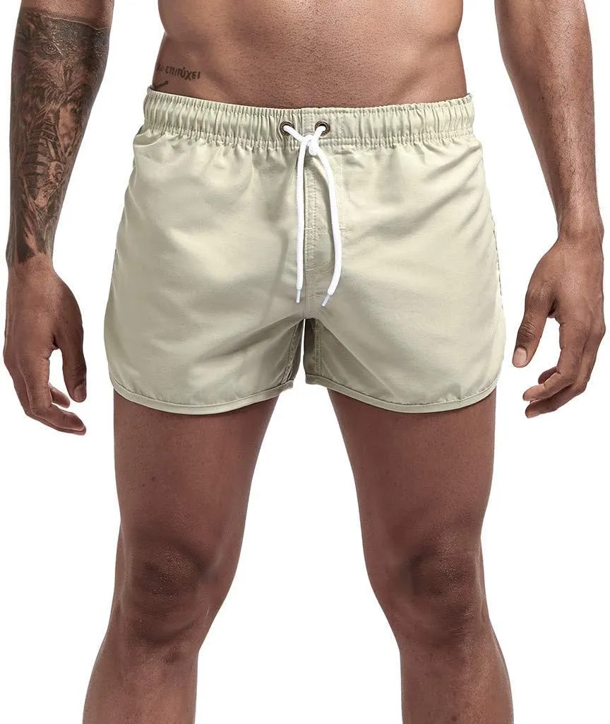 Running Shorts Men Gym Athletic Short Casual Quick Dry Pants Summer Beach Workout Joggers Elastic Waist Drawstring