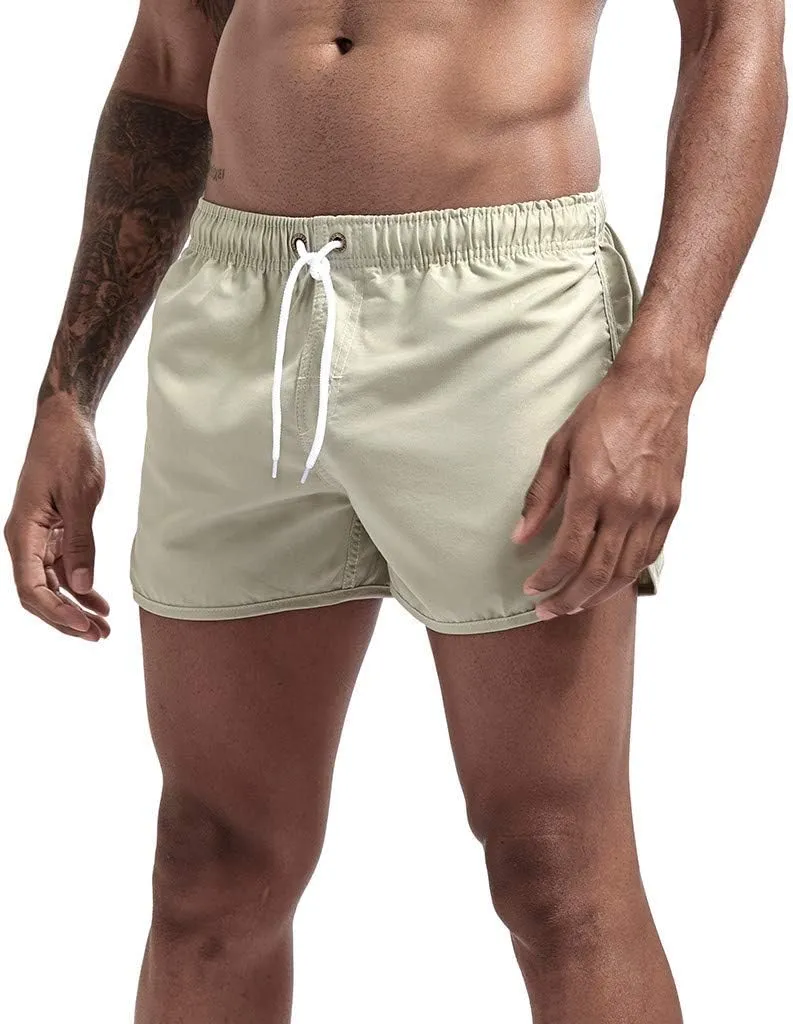 Running Shorts Men Gym Athletic Short Casual Quick Dry Pants Summer Beach Workout Joggers Elastic Waist Drawstring