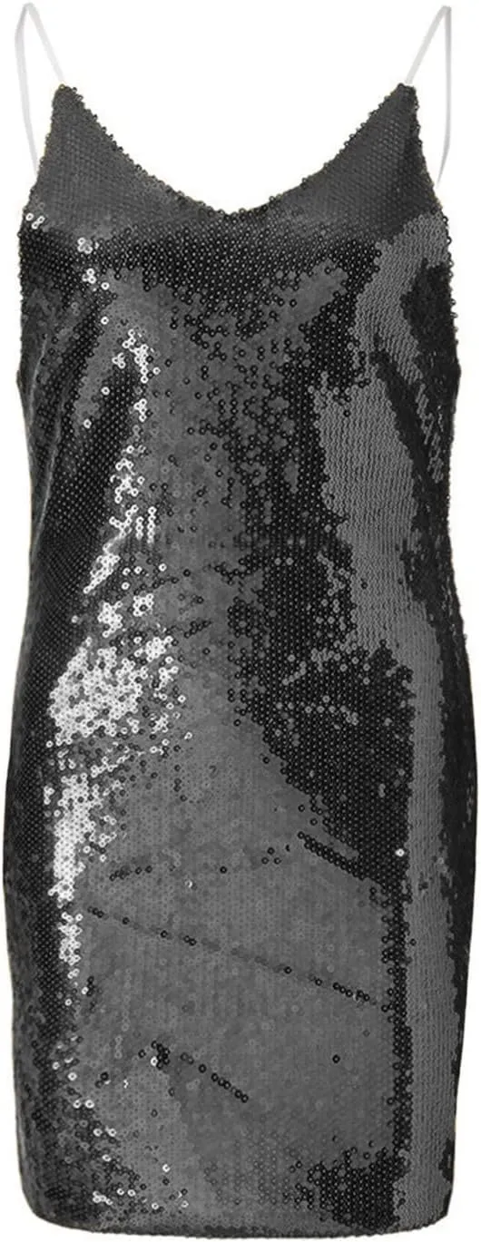 Sequin Dress for Women,Sexy Slip Off Shoulder V Neck Backless Mini Dress Elegant Sparkly Plus Size Casual Dress