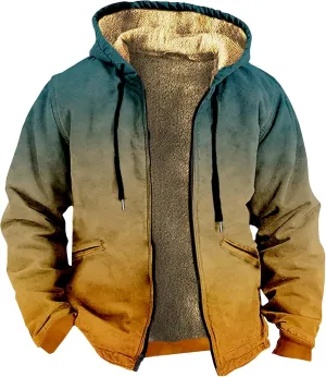 Sherpa Lined Jackets for Men Full Zip Up Hoodies Coats Thicken Warm Sweatshirts with Pocket Winter Fuzzy Outerwear