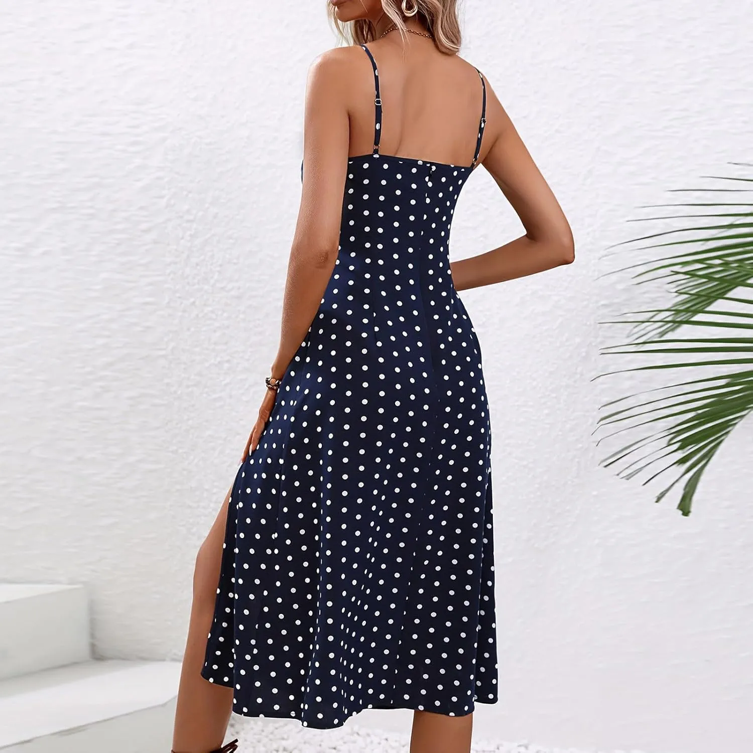 Spaghetti Strap Beach Flowy Dresses for Women 2024 Trendy Summer Sleeveless Boho Floral Print Split Long Sun dresses