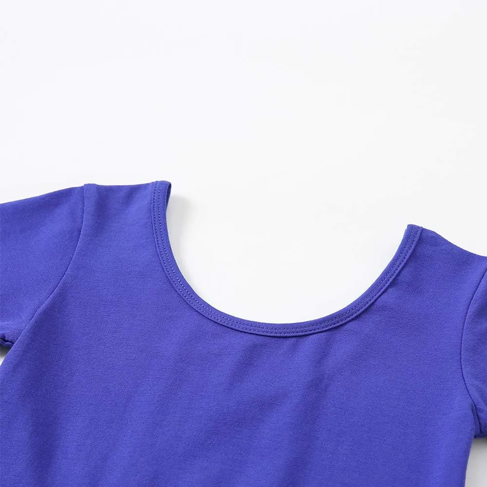 Stelle Girls Short Sleeve Dress Summer Kids Toddler Skater Twirl A Line Solid Color T-Shirt Dress for School Casual 3-12 Y