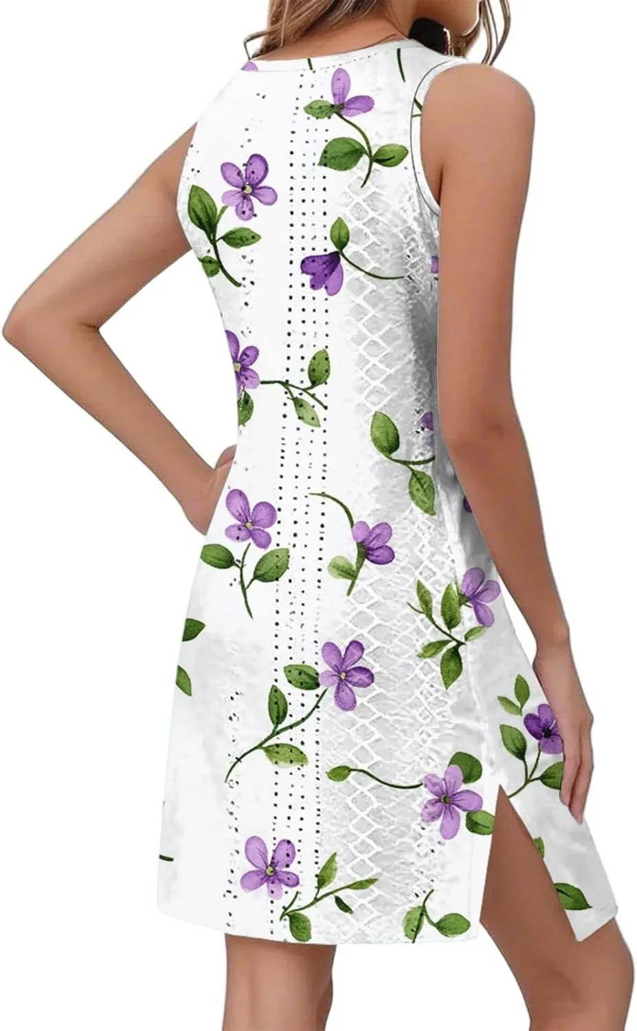 Summer Dresses for Women 2025 Beach Vacation Spring Clothes Sleeveless Crewneck Casual Floral Dress