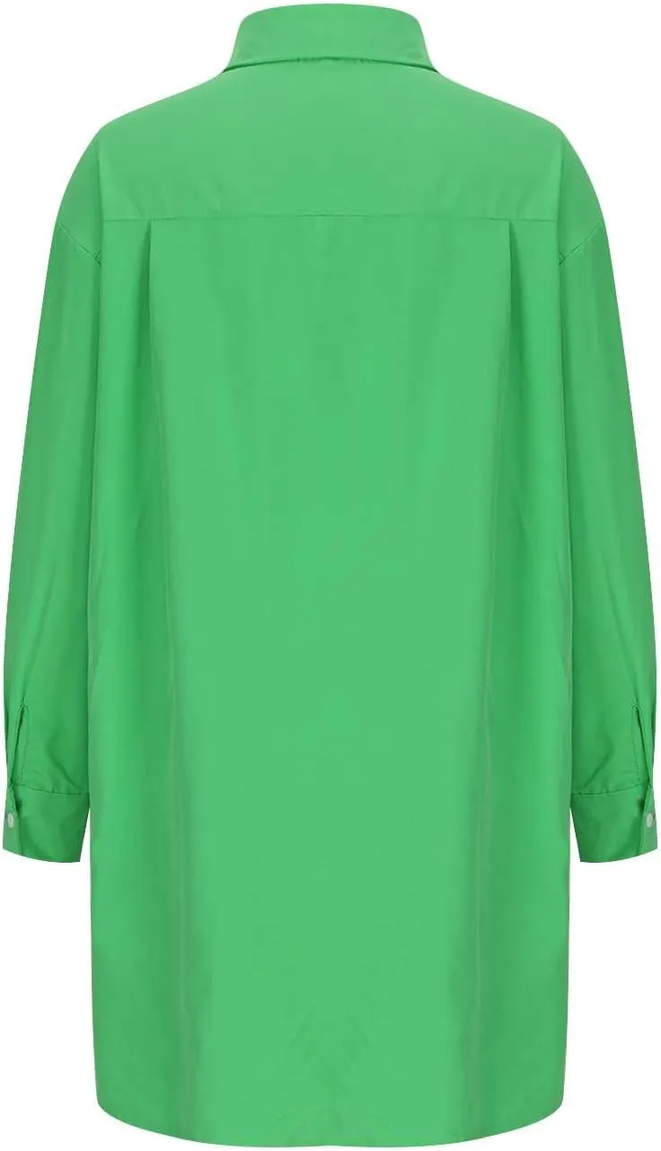Summer Dresses for Women 2025 Button Down Shirt Dress Long Sleeve Business Casual Shift Sundress with Pockets Trendy