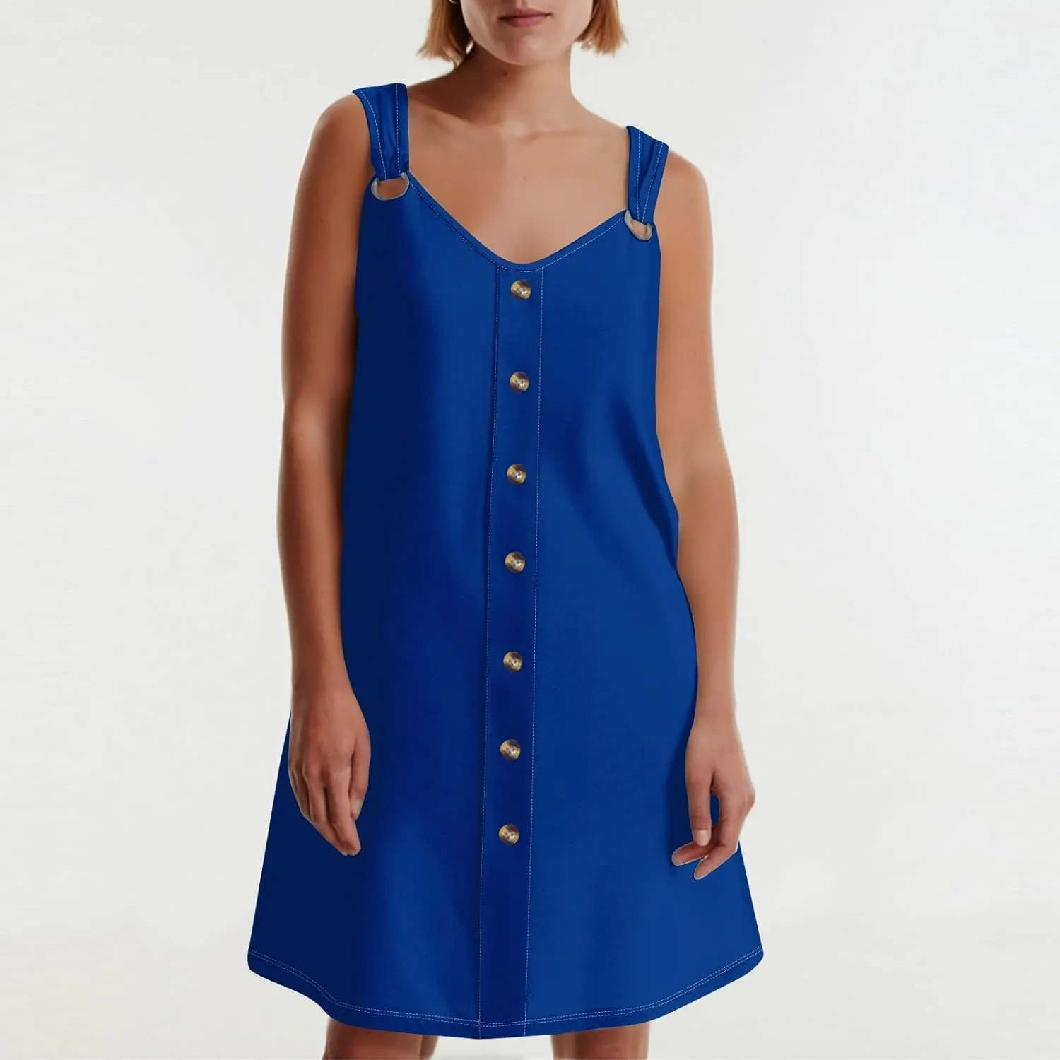 Summer Dresses for Women 2025 Loose Tank Dress Printed V Neck Beach Vacation Dress Sleeveless Sundress with Pockets