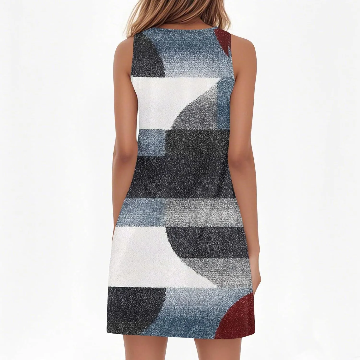 Summer Dresses for Women 2025 Printed A Line Sundress Sleeveless Crew Neck Beach Vacation Dress Loose Fit Tank Dress
