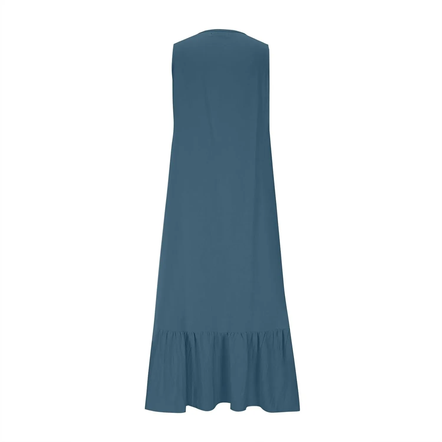 Summer Maxi Boho Sundress for Women Sleeveless Ruffle Swing Dress Casual V Neck Ankle Length A Line Dresses