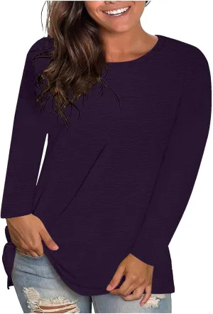 Summer Shirts for Women Trendy Casual Short Sleeve Shirts Crewneck Solid Color T Shirt Plus Size Loose Fit Tops