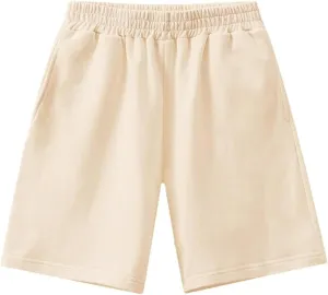 T.H.L.S Kids Boys Girls Cotton Shorts for Summer Casual Athletic Running Jogger with Side Pockets