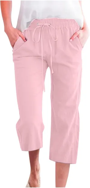 Todays Daily Deals of Clearance Womens Plus Size Pants Trendy Daisy Print Summer Tulip Hem Casual Pants Elastic Waist Trouser Pants with Pockets, 5X-Large, 05 Pink