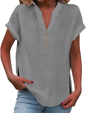 Walking Trendy Short Sleeve Top Female Plus Size Summers Solid Color T Shirt Loose