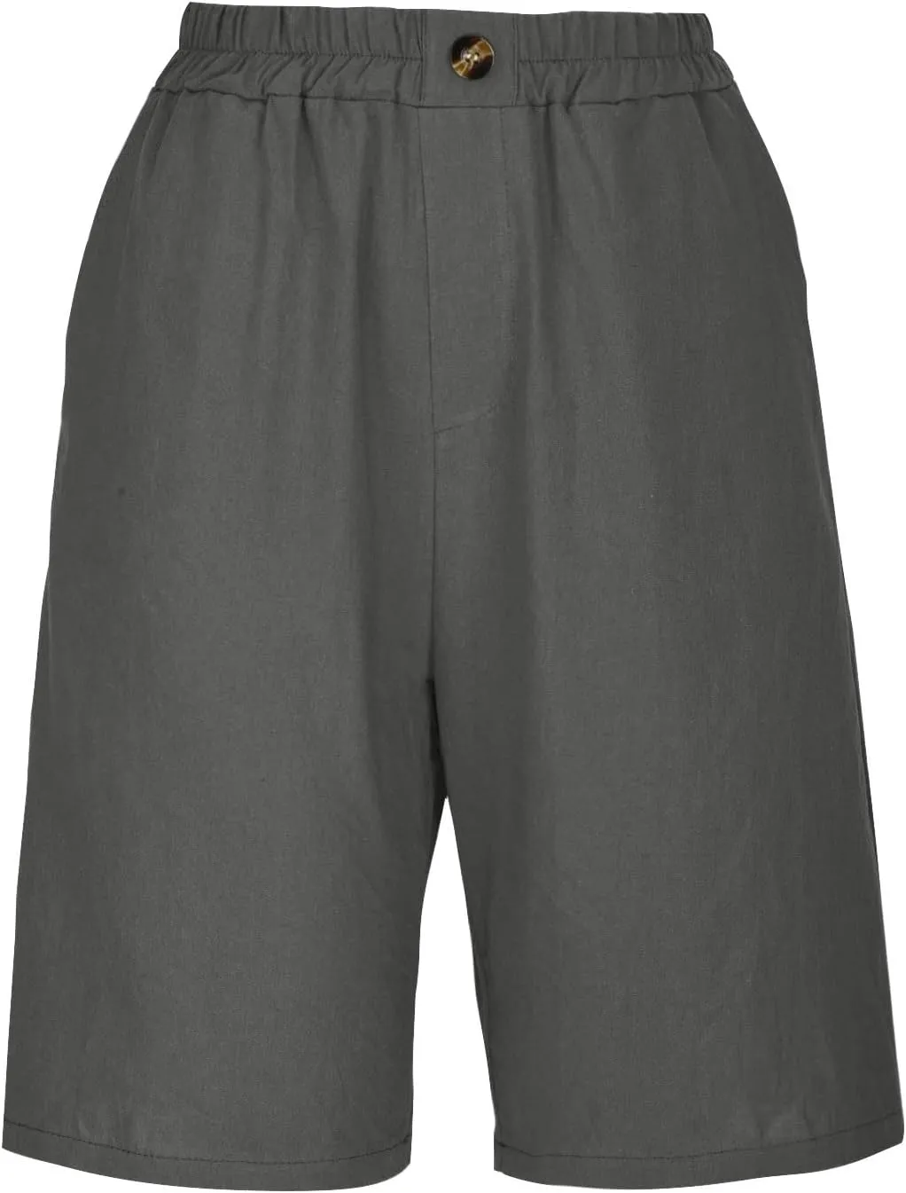 Wide Leg Cotton Linen Shorts for Women High Waisted Comfy Bermuda Shorts Casual Loose Knee Length Pants with Pockets