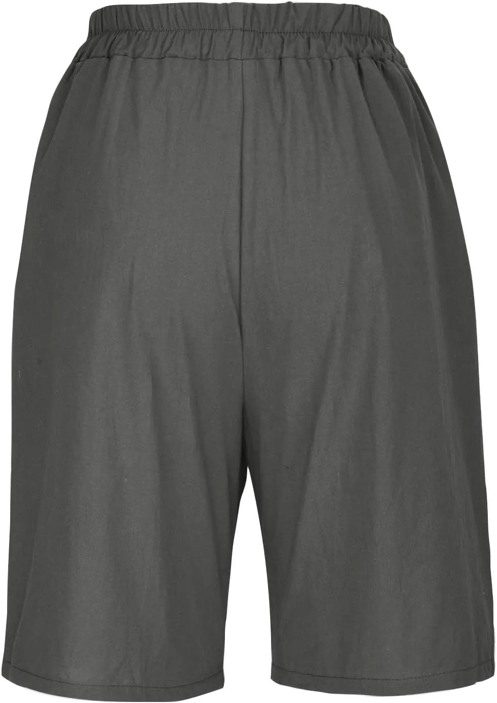 Wide Leg Cotton Linen Shorts for Women High Waisted Comfy Bermuda Shorts Casual Loose Knee Length Pants with Pockets