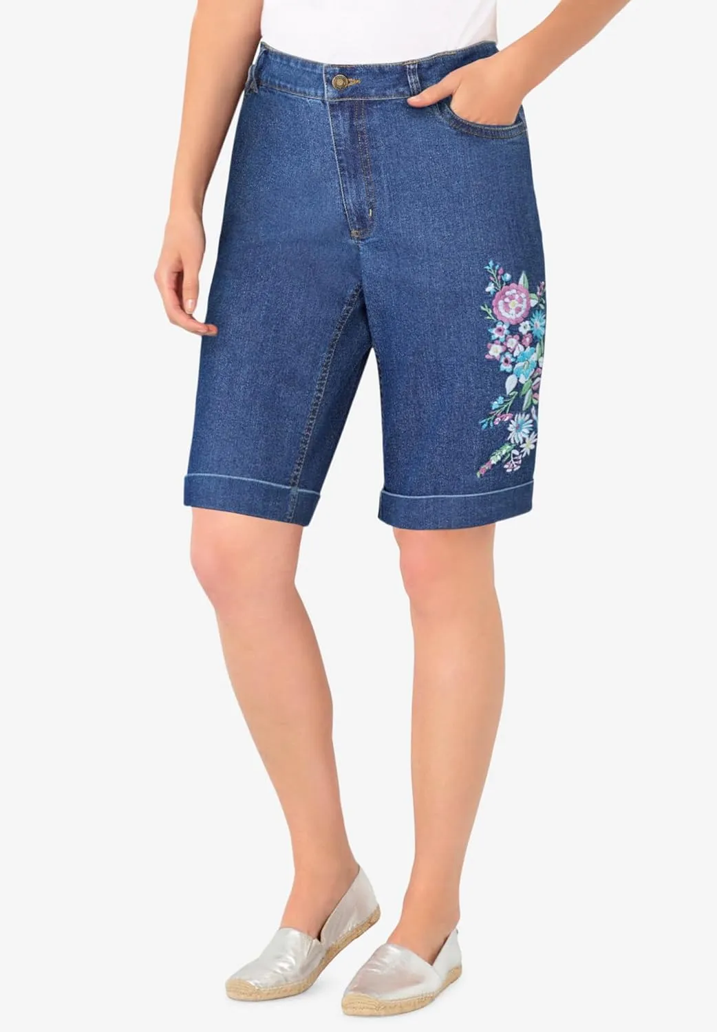 Woman Within Women's Plus Size Stretch Denim Jean Bermuda Short