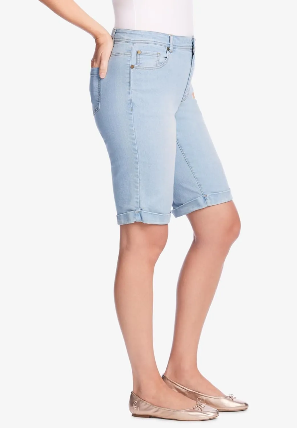 Woman Within Women's Plus Size Stretch Denim Jean Bermuda Short