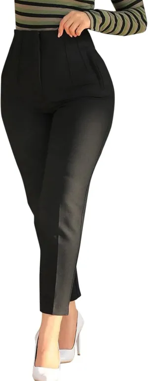 Women High Waist Dress Pants Business Office Zip Slim Skinny Dressy Trousers Solid Comfy Work Pant with Pockets 2024