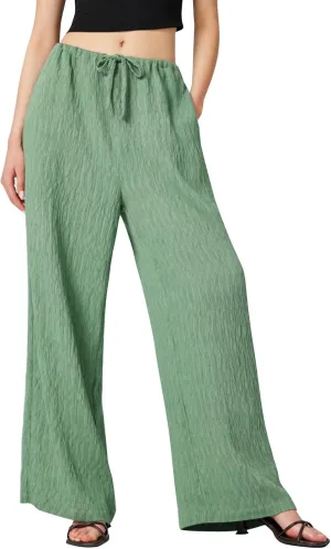 Women Linen Pants Wide Leg Casual Palazzo Beach Summer Drawstring Waist Cotton Linen Trousers Lounge with Pockets